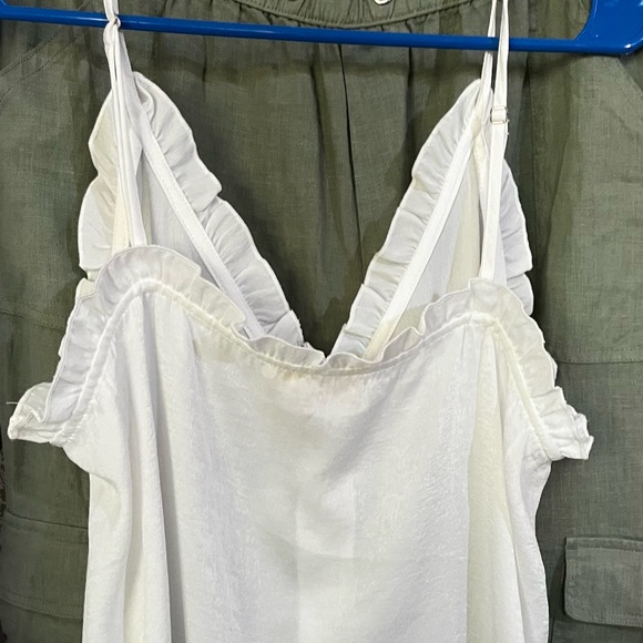 Elegant White Ruffle Trim Women's Top - Picture 8 of 8